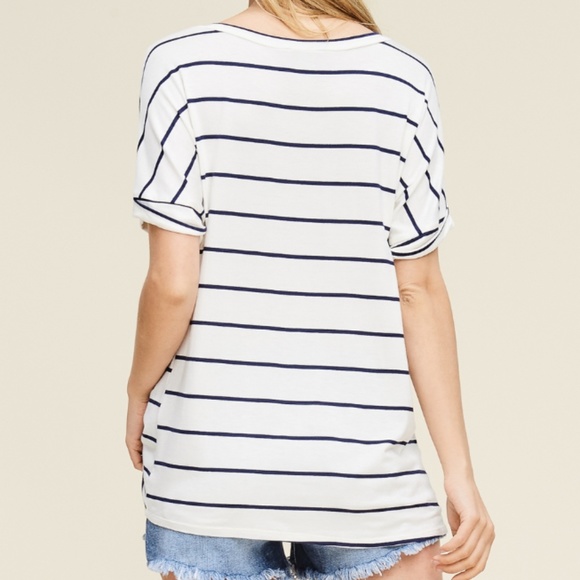 White and Navy Pocket Tee 08010 - Picture 4 of 5